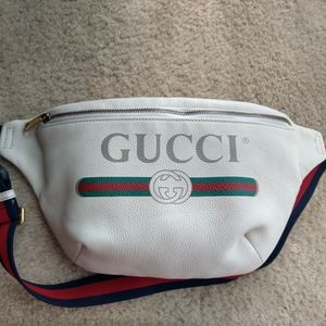 Gucci large logo white belt bag